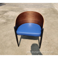 soft upholstery seat plywood chair with iron leg